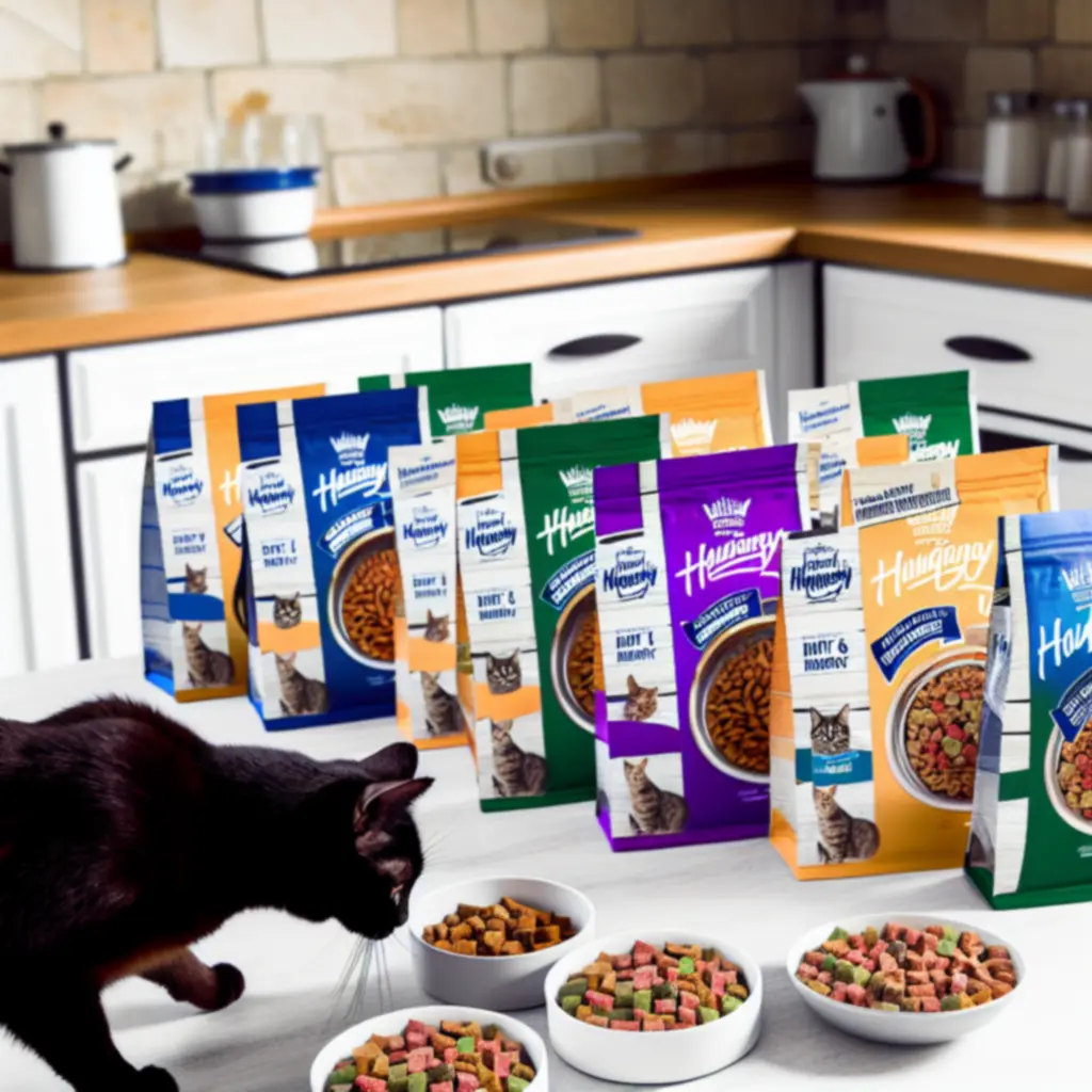 Prémium száraztápok és nedvestápok macskáknak tálkákban tálalva