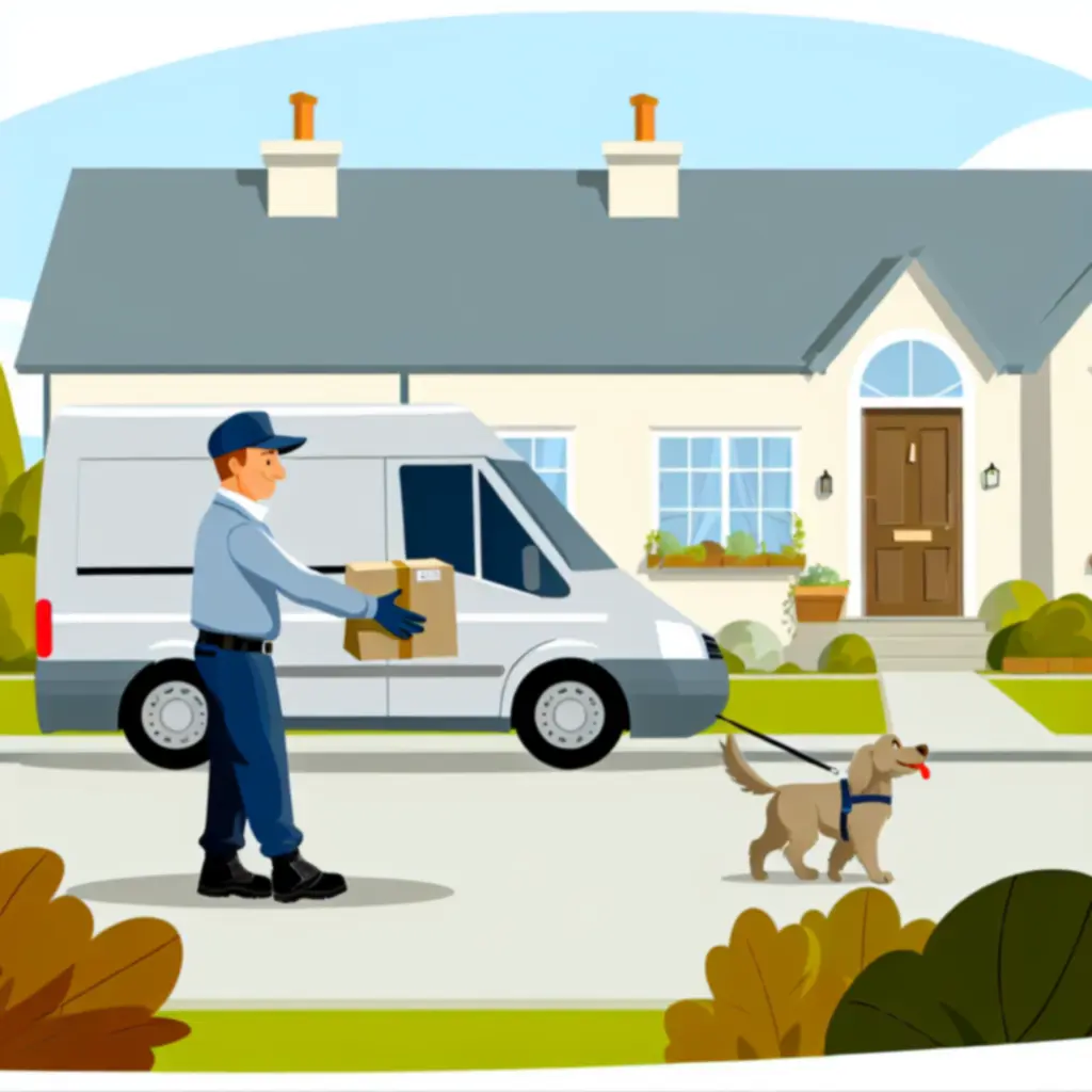 Kutyával érkező futár szállítás közben